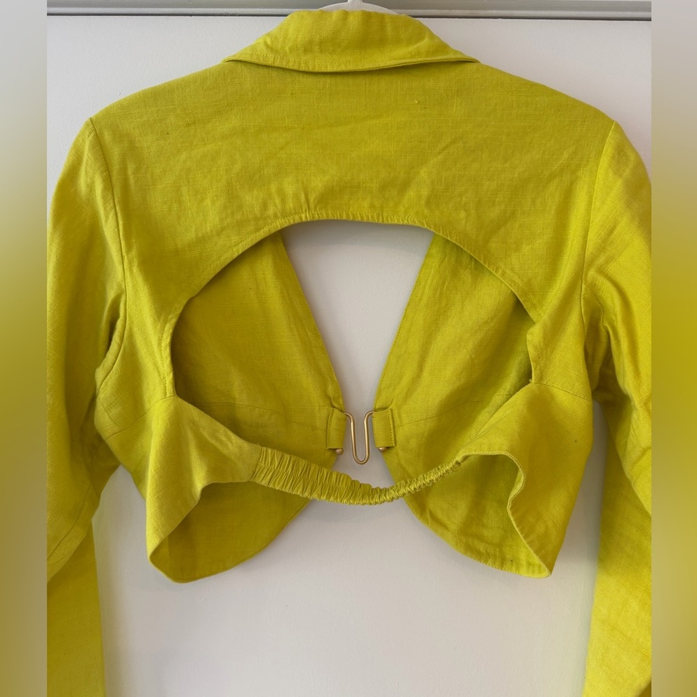 cult gaia Lime Green Cropped Long Sleeve Top - Picture 5 of 7